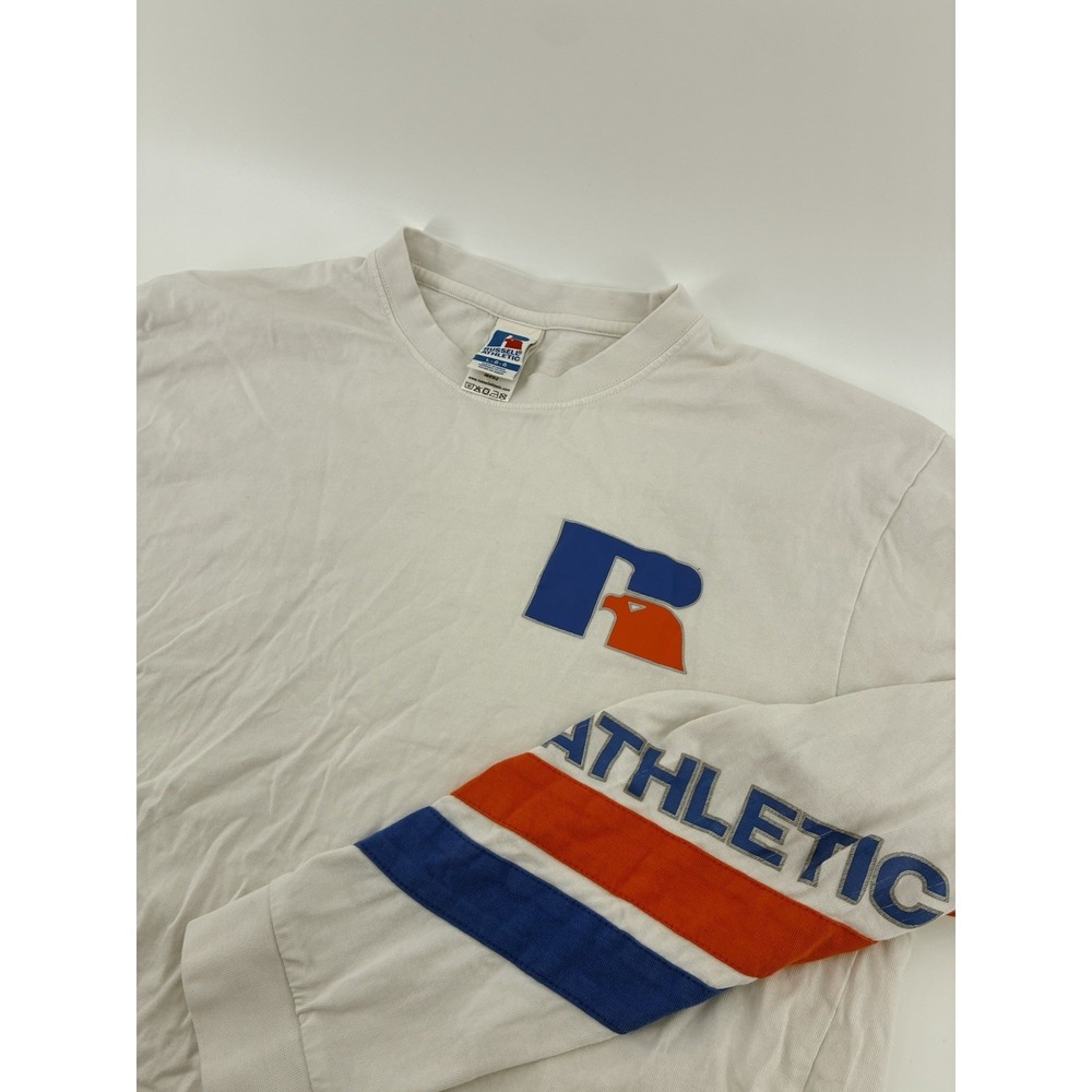VNTG Y2K Russell Athletic Heritage Antonio Long Sleeve 100% Cotton T-Shirt Large